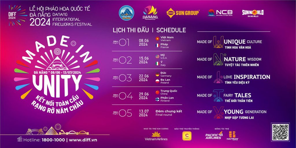 Lịch thi đấu Lễ hội Pháo hoa DIFF 2024