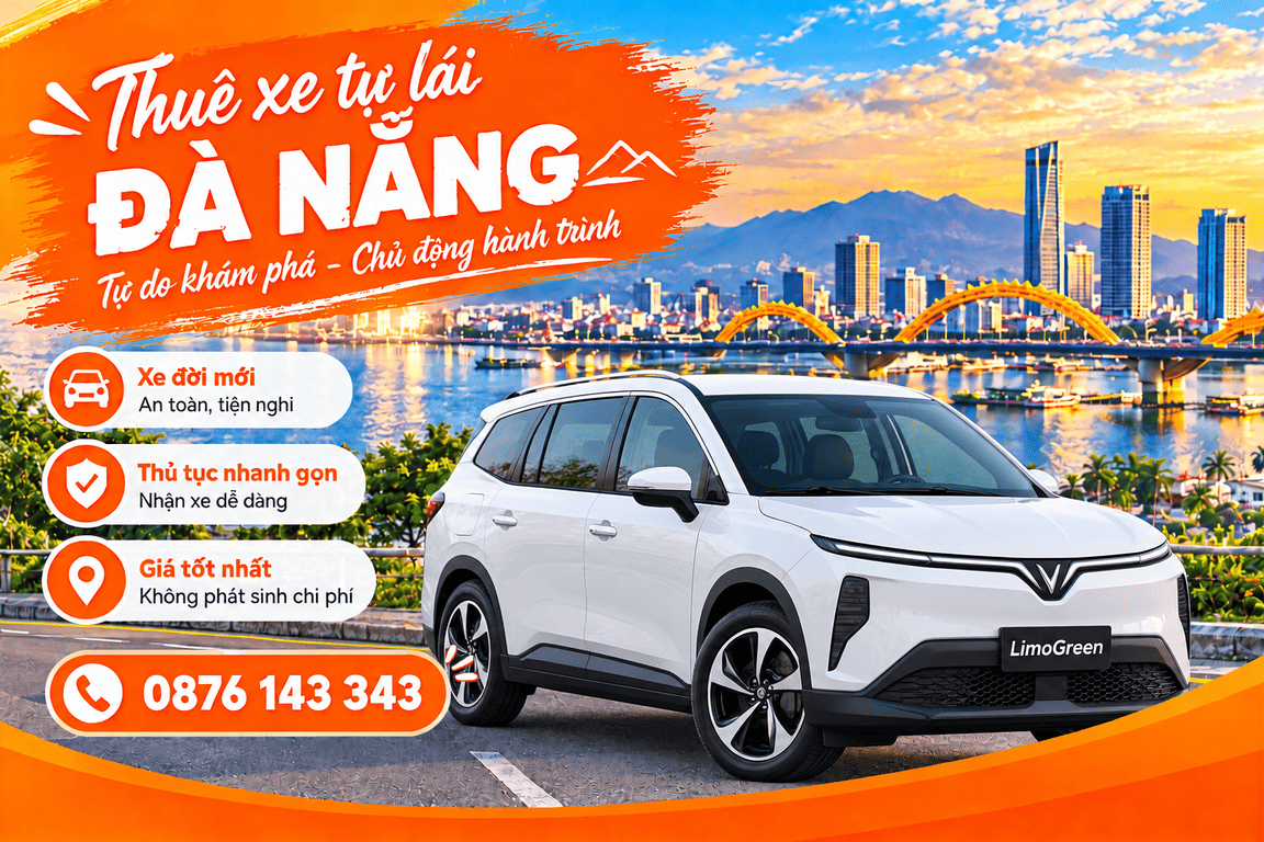 thue xe Vinfast LimoGreen tu lai tai da nang